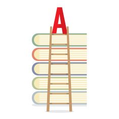 Ladder Lean On Books Toward A-Level Education Concept