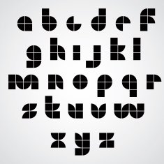 Digital style simple geometric font made with squares