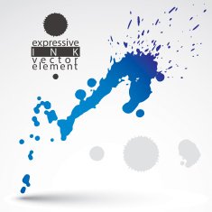 Bright artistic abstract dirty ink template scanned and traced