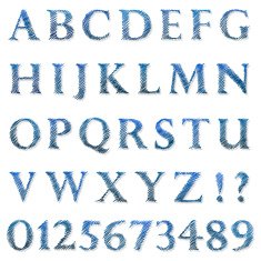 Doodle scribble ballpoint alphabet and digits N2