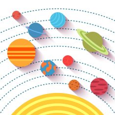 Solar system and space objects Vector set in flat style N4