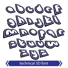 Typescript retro style technical 3D font contemporary shift