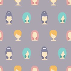Seamless pattern with female icons N2
