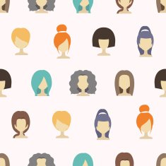 Seamless pattern with female icons N3