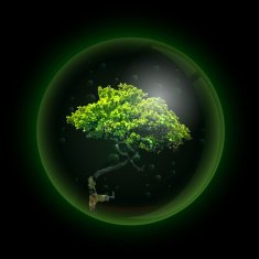Tree in glass ball retort Vector N2