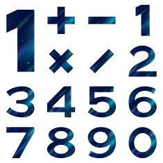 Numbers set blue space