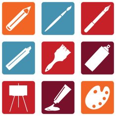 Vector Set of Art Painting and Drawing Icons N18