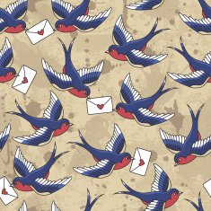 Old school pattern with birds and letters N8