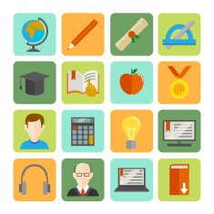 E-learning flat icon set N2