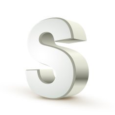 3d alphabet silver S