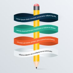 pencil ribbon banner flow chart