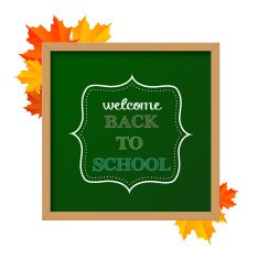 Chalkboard sign "back to school" with maple leaves