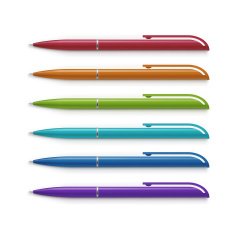 Vector Set of Blank Multicolored Pens Isolated on White Background
