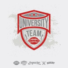 Rugby emblem university team and design elements N2