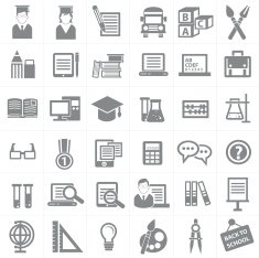 Education icon set Gray version vector N2