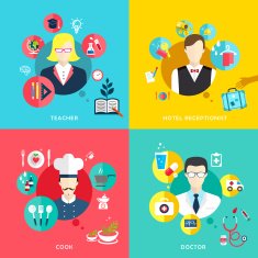 people professions concept icons set in flat design