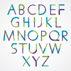 Blue-green font created with circles and lines