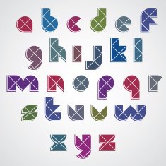 Digital style simple geometric font made with rhombuses