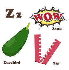 Alphabet Z letter Zip Zonk Zucchini N2