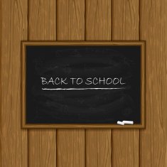 Black chalkboard on wooden background