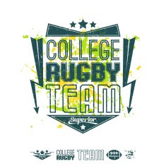 Rugby emblem bright print and design elements