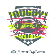 Rugby emblem girl's print and design elements