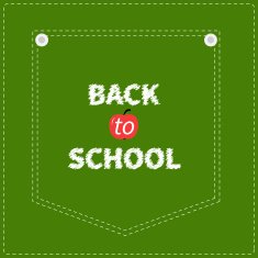 Green denim jeans pocket dash line Back to school Flat