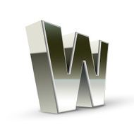 3d silver steel letter W N2