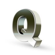 3d silver steel letter Q N3