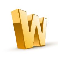 3d golden letter W N3