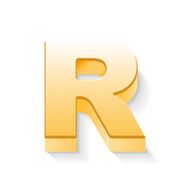 3d golden letter R N3