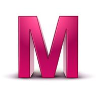 3d alphabet pink M