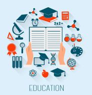 Flat design concept icons for education E-learning concept Vec N3