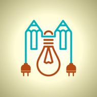 bulb and pencil on grunge background N2
