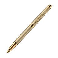 Gold ballpoint pen on a white background