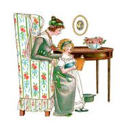 Regency style mother and daughter reading N2