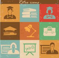Education icons retro version N2