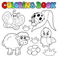 Coloring book with spring animals