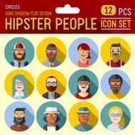 Hipster people circle icon set Trendy illustrations
