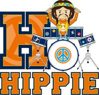 Cute Hippie Drummer Learning Letter H N4