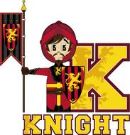 Medieval Banner Knight Learning Letter K N5