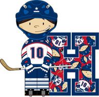 Ice Hockey Boy Learning Letter H N38