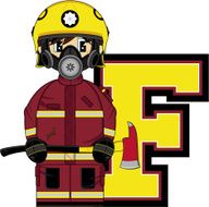 Cute Firefighter Learning Letter F N18