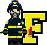 Cute Firefighter Learning Letter F N19