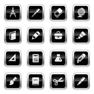 Supergloss Black Icons - School Supplies