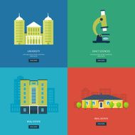 Illustration icons set of online education e-learning university urban N2