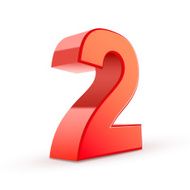 3d shiny red number 2 N2