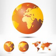 World map and globe detail vector illustration N2