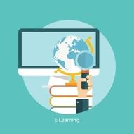 E-learning online education concept flat styled icon N5