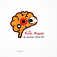 Creative brain repair abstract vector logo design template